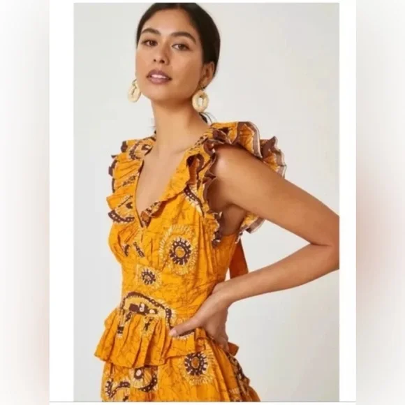NWT Love the Label Anthropologie Adrienne Ruffled Boho Maxi Dress size large - Picture 4 of 16